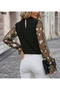 Women's Imported Crepe Long Sleeve Semi-Turtleneck Tulle Detail Blouse - 2