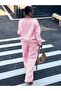 Women's V-Neck Sweatshirt Sweatpants 3 Thread Double Set - 3