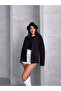 Zippered Hooded Black Fleece Sweatshirt - 4