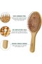 Premium Bamboo Hair Brush Set - Wide-Tooth & Tail Comb, Paddle Detangling Hairbrush, No Bristle, Suitable for Thick/Thin/Curly/Dry Hair, Ideal for Women, Men, and Kids - Yellow Gift Kit - 4