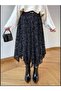Flock Print Black Lined Skirt