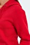 Women's Hooded Comfortable Red Sweatshirt with Pockets Red - 5
