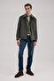 Khaki Comfort Fit Classic Collar Velvet Coat