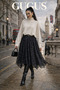 Women's Flock Printed Lined Tulle Asymmetrical Skirt - 3