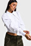 Women's White Color Crop Fit Collar Detailed Special Design Shirt - 6