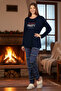 Women's Thermal Long Sleeve Pajama Set 4709 Navy Blue