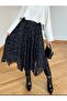 Flock Print Black Lined Skirt - 7