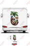 Lazy Animal Sleeping on Palm Tree Visual Caravan Sticker Decoration