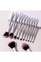 Professional 12-Piece Makeup Brush Set, Soft Synthetic Bristles, Natural Wood and White Handles - 4
