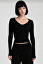 Ultra Soft V-Neck Blouse Black/White