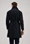 Navy Blue Comfort Fit Double-Breasted Long Belted Trench Coat - 4