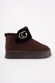 Brown Suede Fur Women's Boots with Gold Buckle Detail - 5