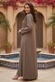 Modern Elegant Brown Abaya Premium Modest Fashion For Women Rhinestone Decorated Muslim Abaya - 3