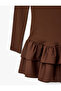 Slim Fit Long Sleeve Crew Neck Tiered Flounce Mini Dress - 6