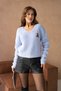 Women's V-Neck Embroidery Detail Lace-Like Knit Knitwear Sweater 225008 - 7