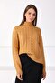 Camel Turtleneck Hair Knit Wool Blend Women's Knitwear Sweater