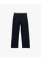 Normal Waist Cotton Belted Straight Leg Denim Trousers - Straight Fit Jean - 2