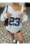 Women's Princess 23 Printed Boat Neck Oversized Sweatshirt - 3