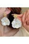 Women's Design Dangle Big Cream Flower Earrings - 2