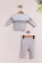 Blue Baby Boy Cotton Knitwear Vest Set |   Buttoned 2 Line Knit 0-3, 3-6, 6-9 Months - 4