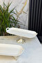 Footed Porcelain Boat Presentation Plate & Handled Food Serving Silver - 4