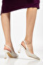 Pearl and Stone Detailed Back Open Side Buckle Thin High Heel Evening Dress Shoes - 3