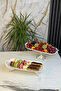 Footed Porcelain Boat Presentation Plate & Handled Food Serving Silver
