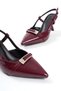 Women's Beige Patent Leather Buckle Open Back Daily Casual Evening Dress Stiletto Heeled Shoes - 2