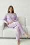 Thick Winter Interlock Striped Long Sleeve Knit Pajama Set - 3