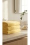 Set of 4 Dowry Towels, Guest, Kitchen, Gift 100% Cotton Yellow Hand and Face Towel Set 50X100 - 3