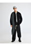 Black Loose Fit Men's Gabardine Shirt Jacket - 2
