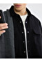 Black Loose Fit Men's Gabardine Shirt Jacket - 3