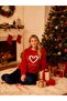Red Navy Blue Heart Cane Candy Weloft Plush Soft Women's Pajama Set - 4
