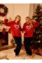 Red Navy Blue Heart Cane Candy Weloft Plush Soft Women's Pajama Set - 5