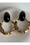 Gold Black Earrings (5.8 cm)