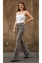 Women's Gray Yellow Stitching Detailed Stretch Fabric Stretchy High Waist Spanish Jeans Trousers