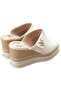 Yuppiy Genuine Leather Women's Slippers Beige - 7