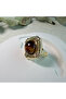 Large Tiger's Eye Stone Gold Framed Adjustable Ring - 3