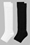 2 Pairs of Fingerless, Thick Ribbed, Above-Knee Leggings with Cotton Content