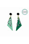 Non-Pierced Clip-On Statement Design Women's Earrings – Geometric Green Model - 2