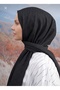 Mineleşarp Black Color Cotton Momogram Cotton Shawl