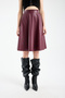 Women's Elastic Waist Faux Leather Flared Skirt - 5