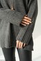 Women's Anthracite Round Neck Oversize Knit Sweater - 3