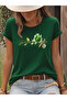 Single Rose Thorny Branch Design Printed Women's Cotton T-Shirt