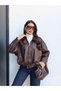 New Season Bomber Oversize Women's Leather Jacket - 2