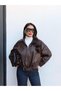 New Season Bomber Oversize Women's Leather Jacket - 4