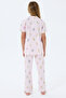 Girl's Shirt Collar Printed Summer Relaxed Fit Pink Pajama Set Rp3809-C-V1 - 4