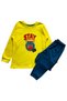 Boys' 100% Cotton Yellow Color Basketball Pattern Long Sleeve Winter Pajama Set - 2