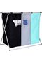 Laundry Hamper Sorter Basket Foldable 3 Sections with Aluminum Frame - 5