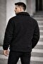Men's Oversized Plush Sherpa Jacket with Fleece Inside Black - 4